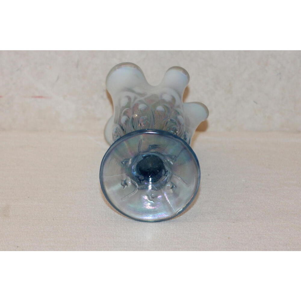 Fenton Lily of the Valley Opalescent Handkerchief Vase – Iridescent Blue - Picture 4 of 4